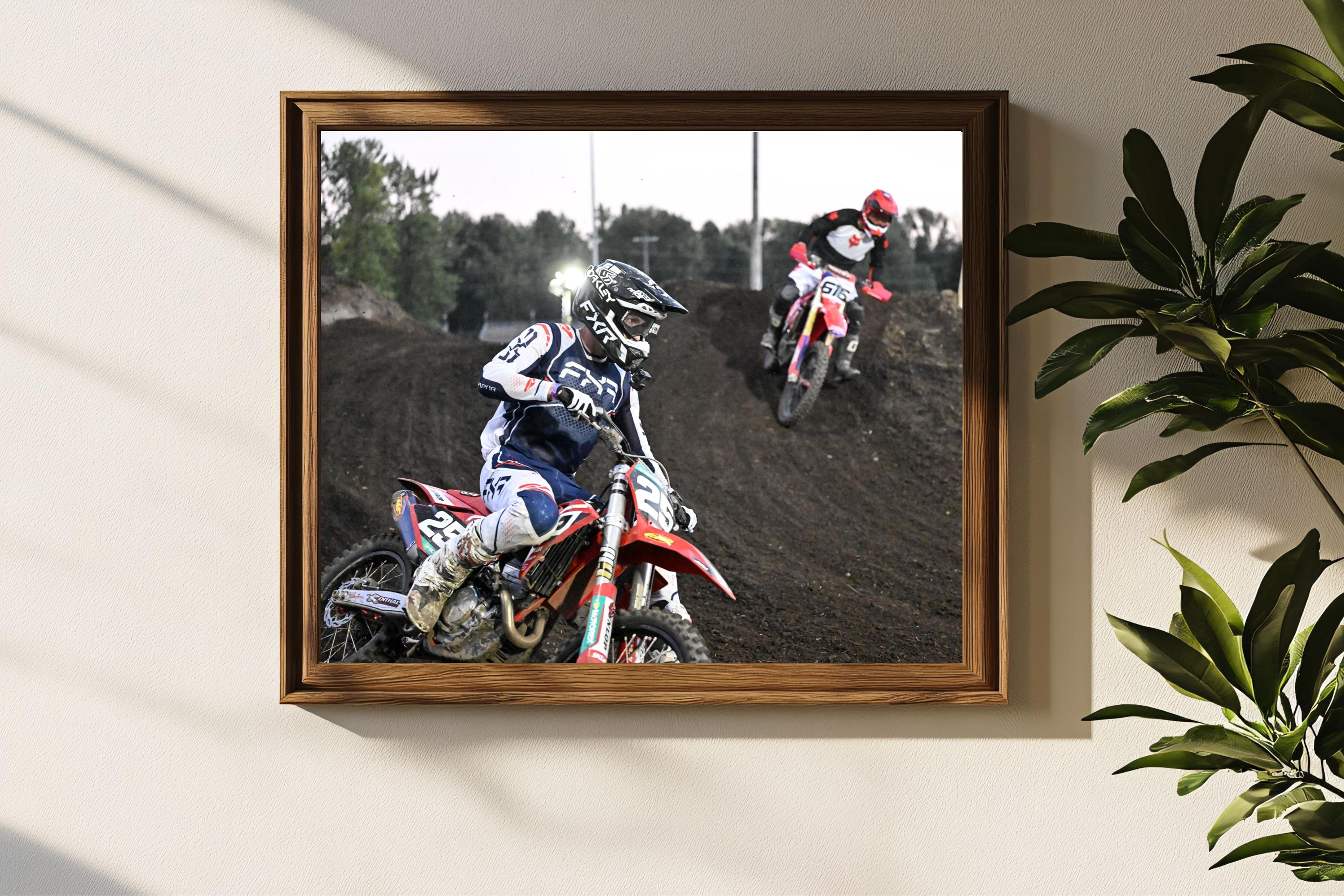 Motorcyclists racing through a turn: Motorsports Photography