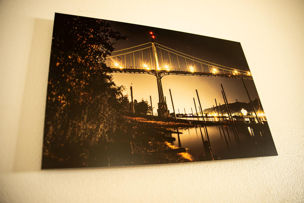 St. Johns Bridge After Dark-Portland, Oregon-Metal Print ready to mount to your wall