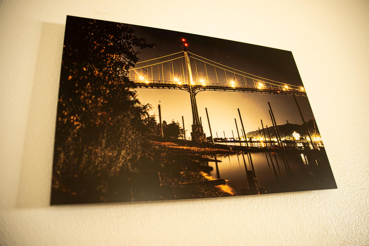 St. Johns Bridge After Dark-Portland, Oregon-Metal Print ready to mount to your wall
