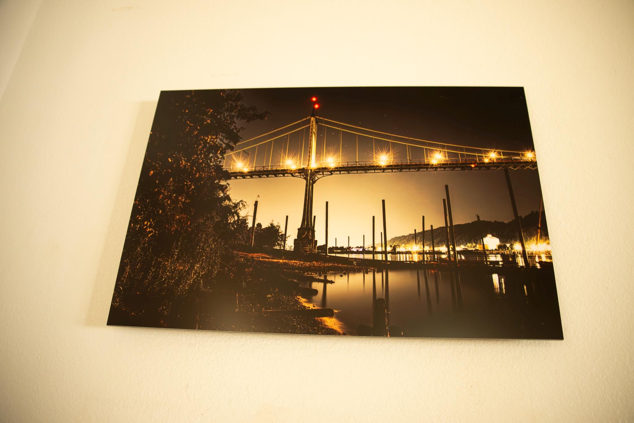 St. Johns Bridge After Dark-Portland, Oregon-Metal Print ready to mount to your wall