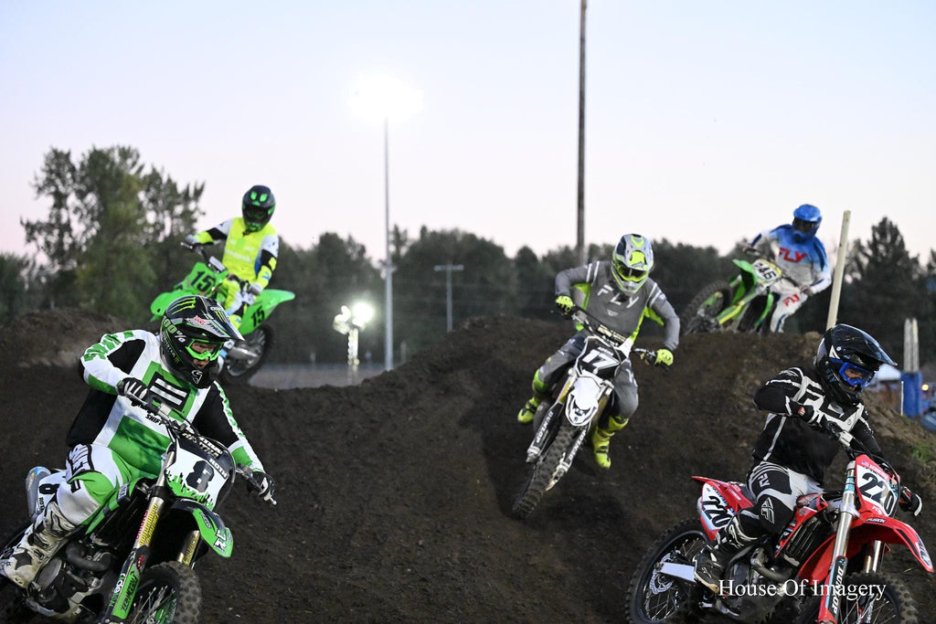 5 Motocross racers fighting for 1 corner-Portland International Raceway: Motorsports Photography