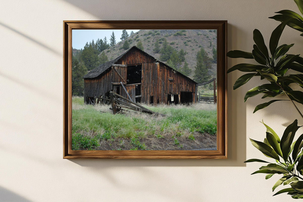 Abandoned Barn Along Highway: Eastern Oregon Landscape Photography