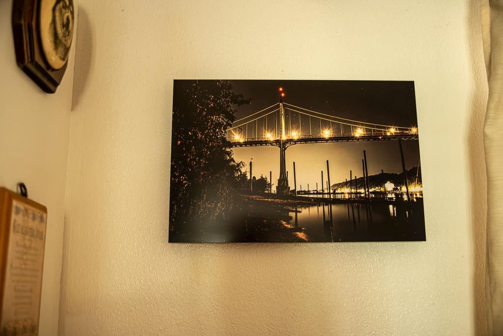 St. Johns Bridge After Dark-Portland, Oregon-Metal Print ready to mount to your wall