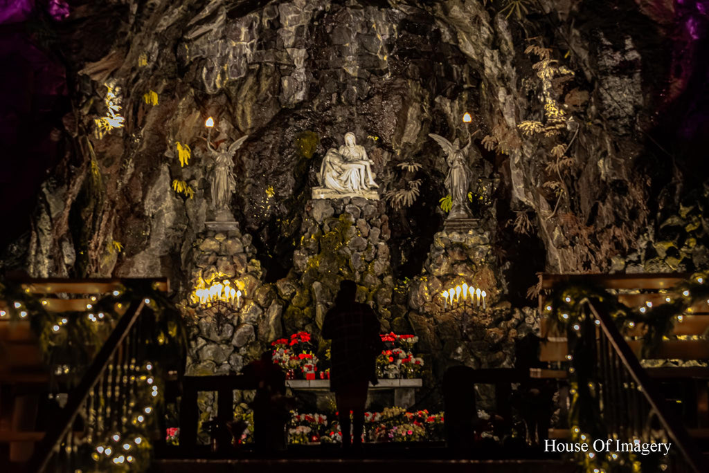 Christmas in the Grotto: Nativity Scene with Woman-Portland, Oregon