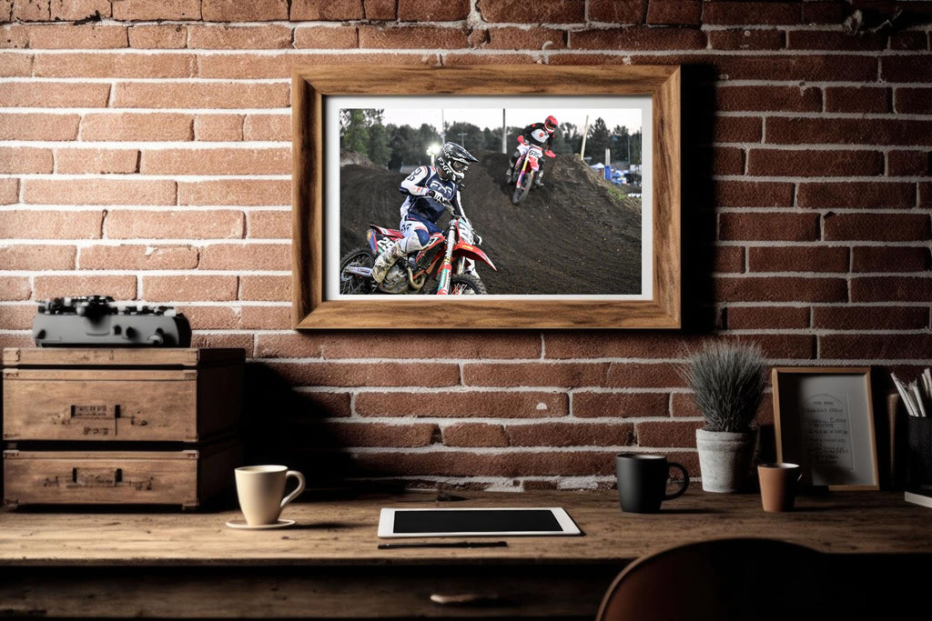 Motorcyclists racing through a turn: Motorsports Photography