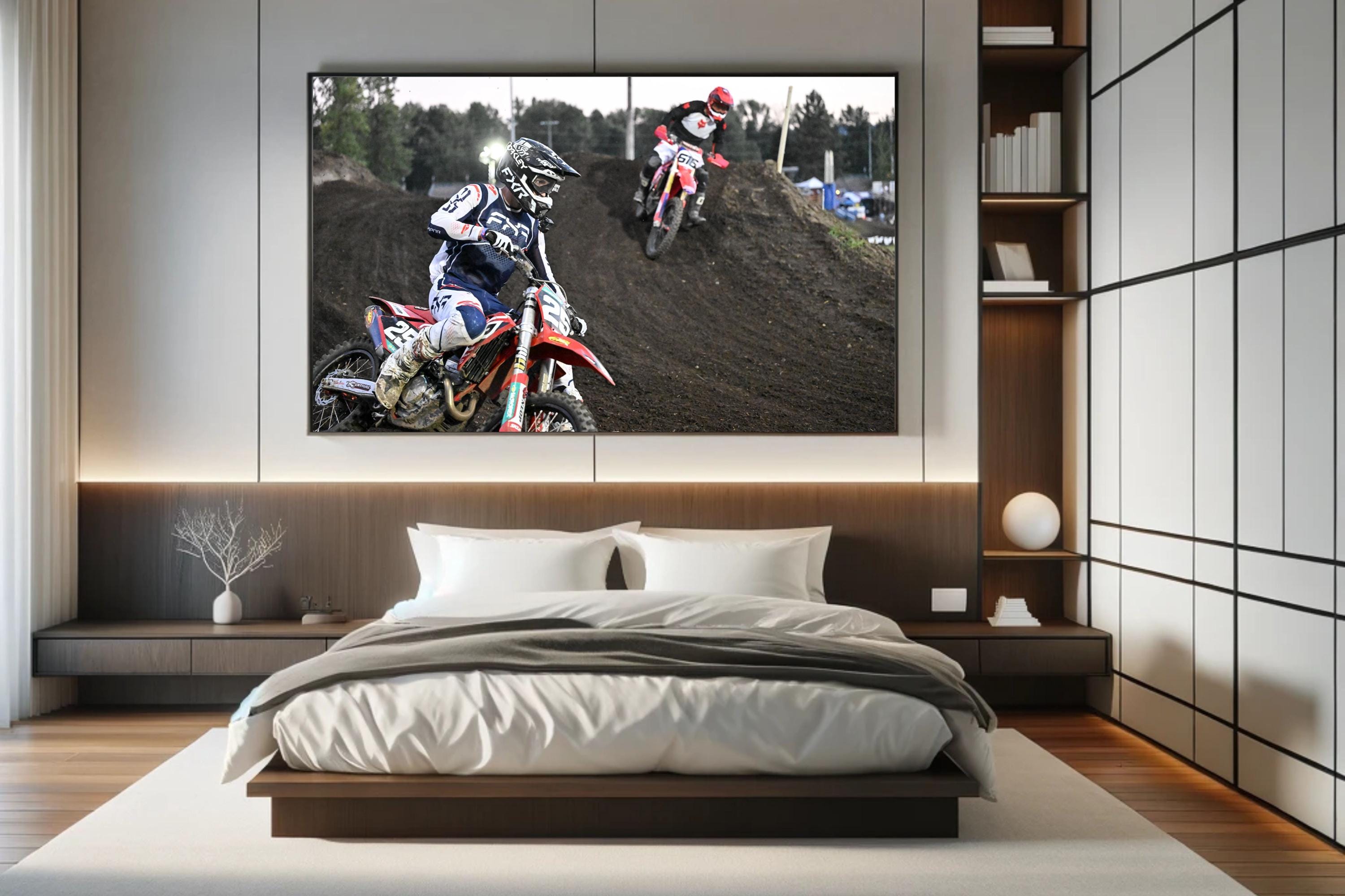 Motorcyclists racing through a turn: Motorsports Photography
