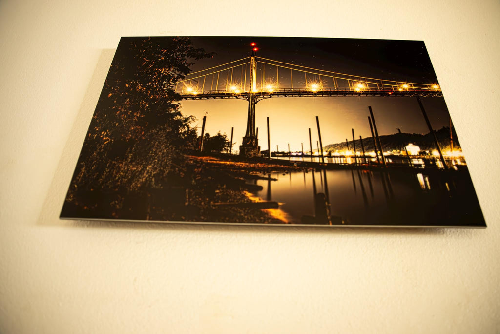 St. Johns Bridge After Dark-Portland, Oregon-Metal Print ready to mount to your wall