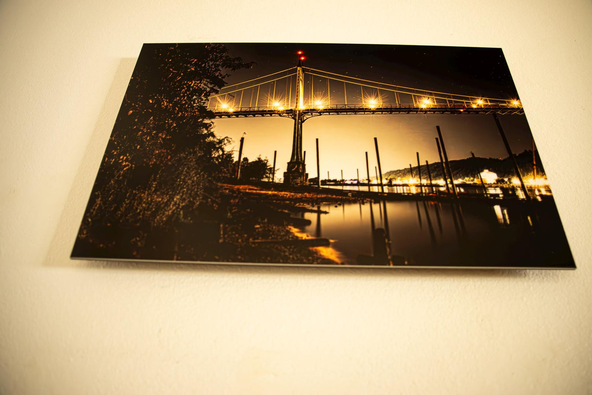 St. Johns Bridge After Dark-Portland, Oregon-Metal Print ready to mount to your wall