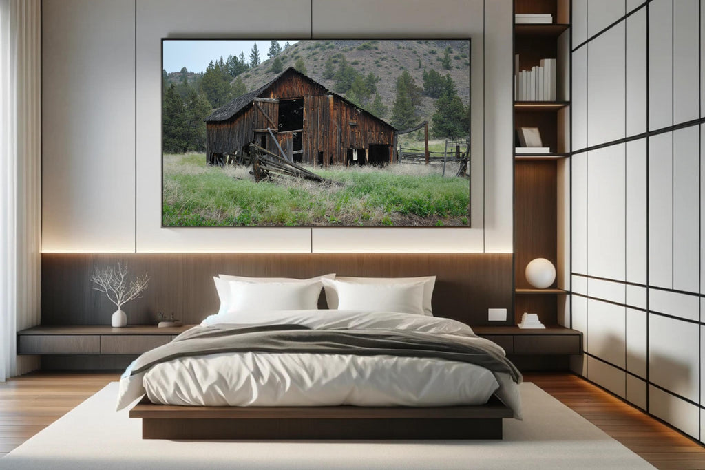 Abandoned Barn Along Highway: Eastern Oregon Landscape Photography