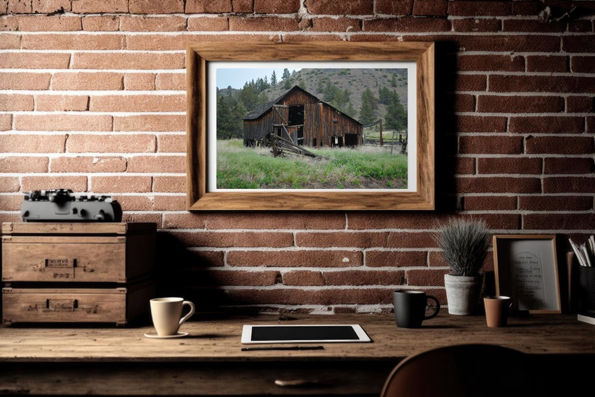 Abandoned Barn Along Highway: Eastern Oregon Landscape Photography